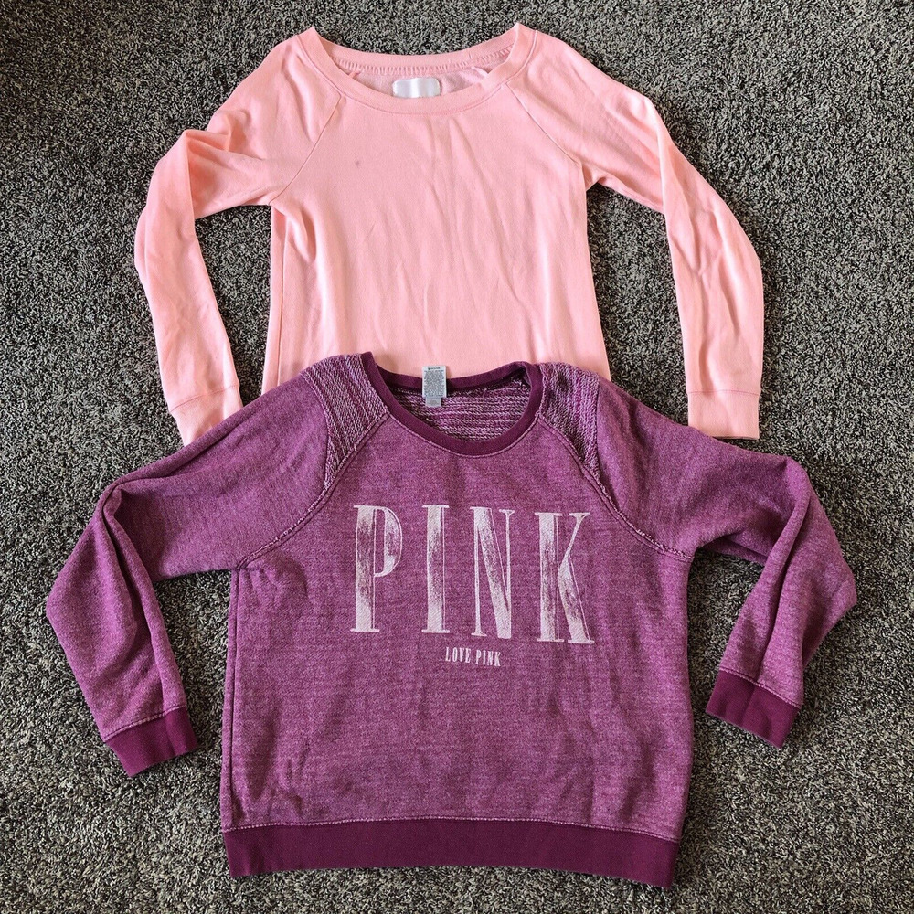 Womens Lot Of Two Victorias Secret Pink Pullover Sweatshirt Size Small Large‎